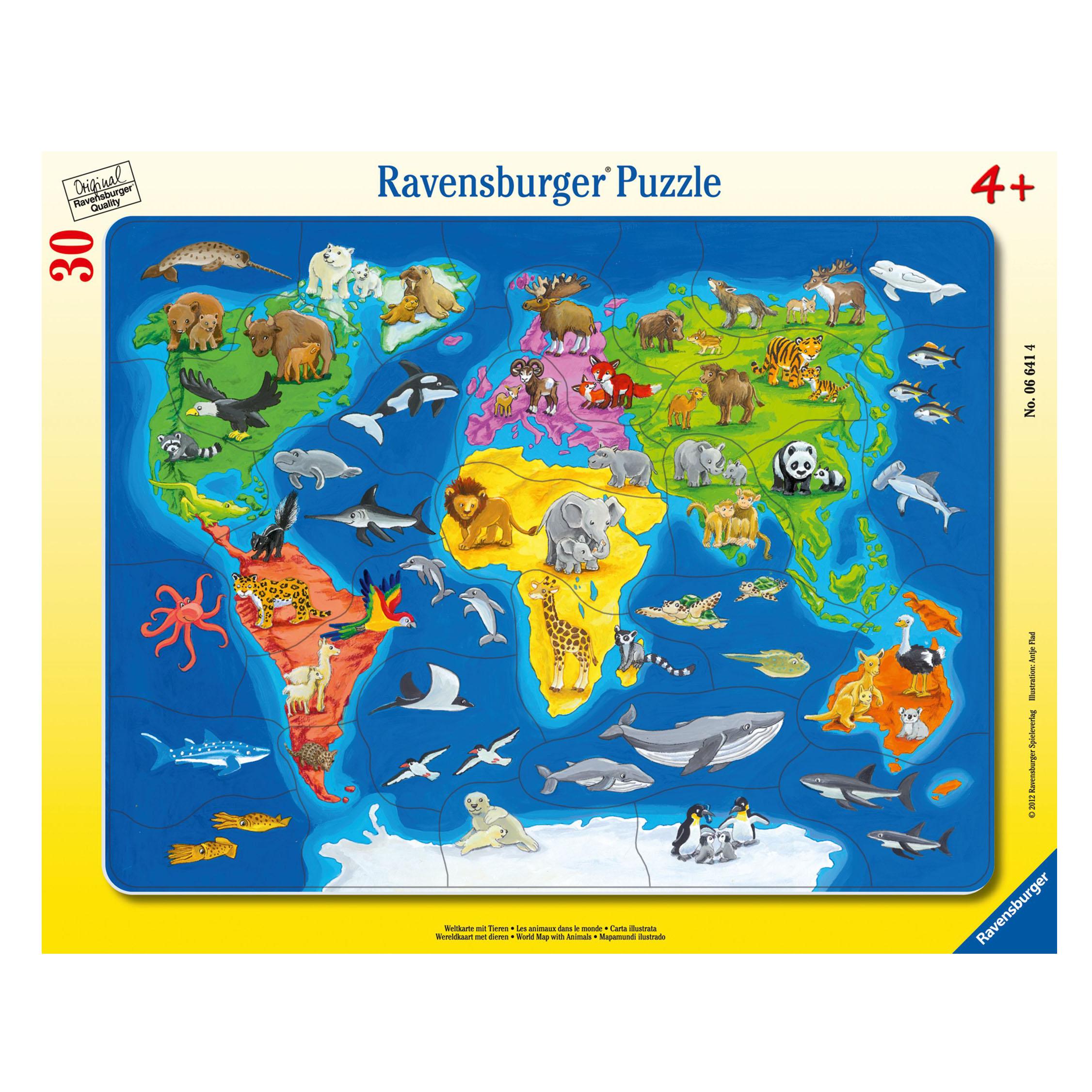 Пазл Ravensburger «карта мира с животными», 30 Эл.